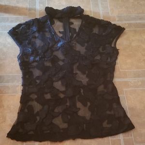 Black mesh top